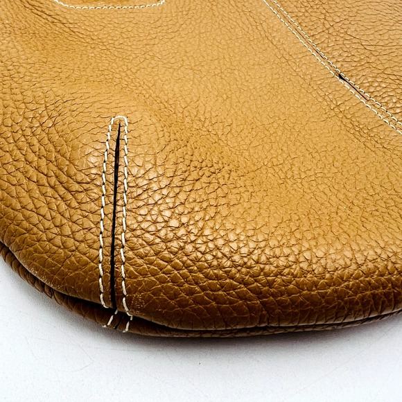 Claudia Firenze Pebbled Genuine Leather Tan Satchel Bag - Picture 6 of 16